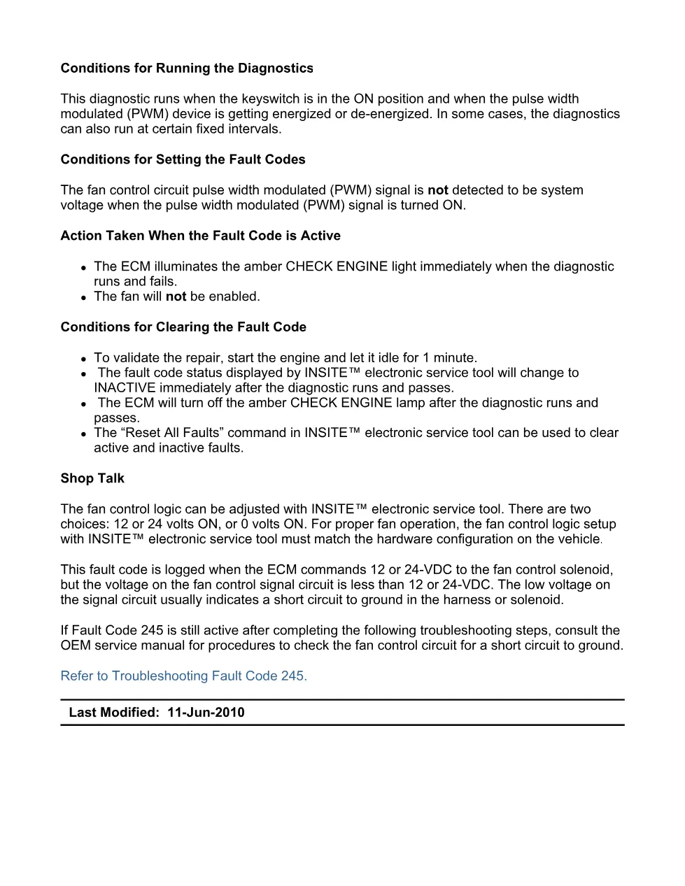 code 245 DTCs manual — Fan Control Circuit (SPN 647, FMI - preview page 2 of 6