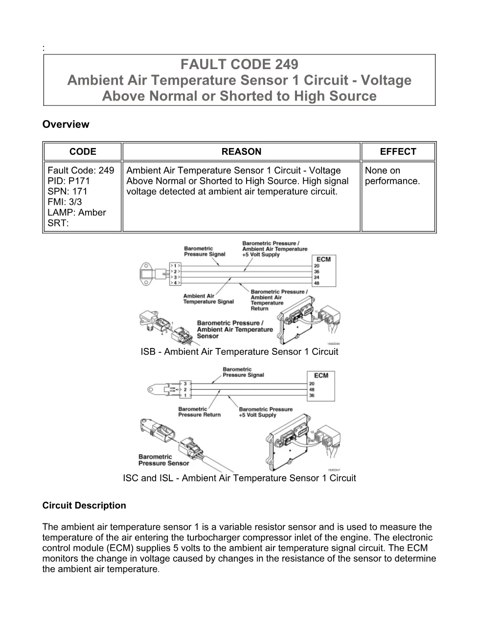 code 249 DTCs Troubleshooting Manual — ISB6.7 CM2150 - preview page 1 of 3