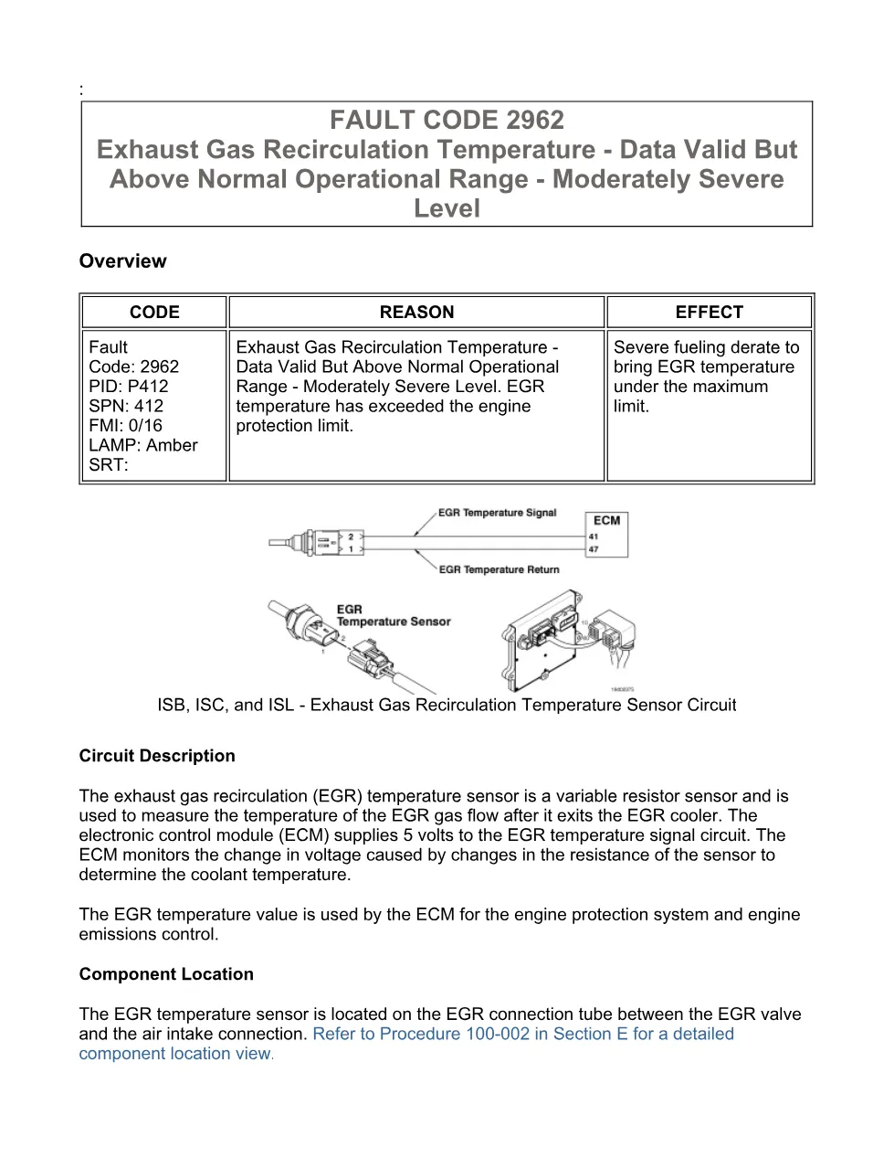 code 2962 DTCs troubleshooting manual — Code 2962 — PDF, - preview page 1 of 3