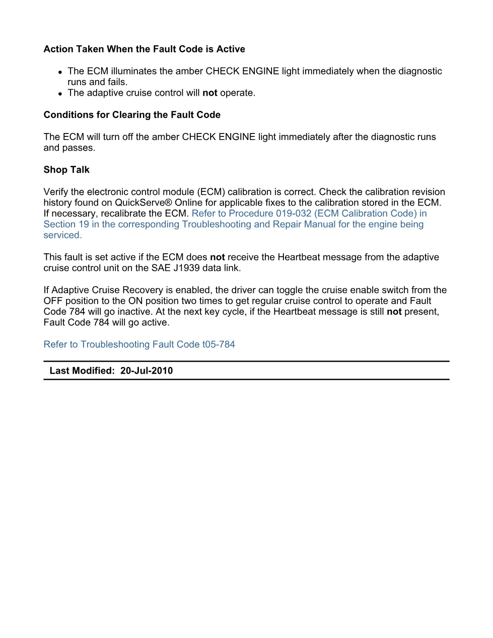 code 784 DTCs Troubleshooting Manual — Adaptive Cruise - preview page 2 of 3