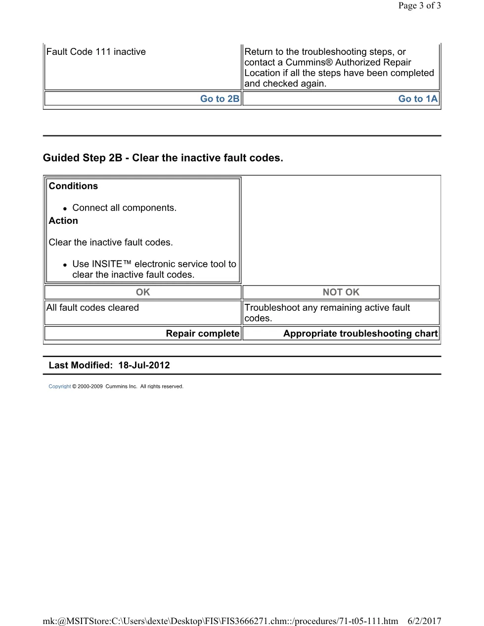 Cummins 111 ECM test ? fault code 111 ECM microprocessor – Guide - page 3 is available after signing in