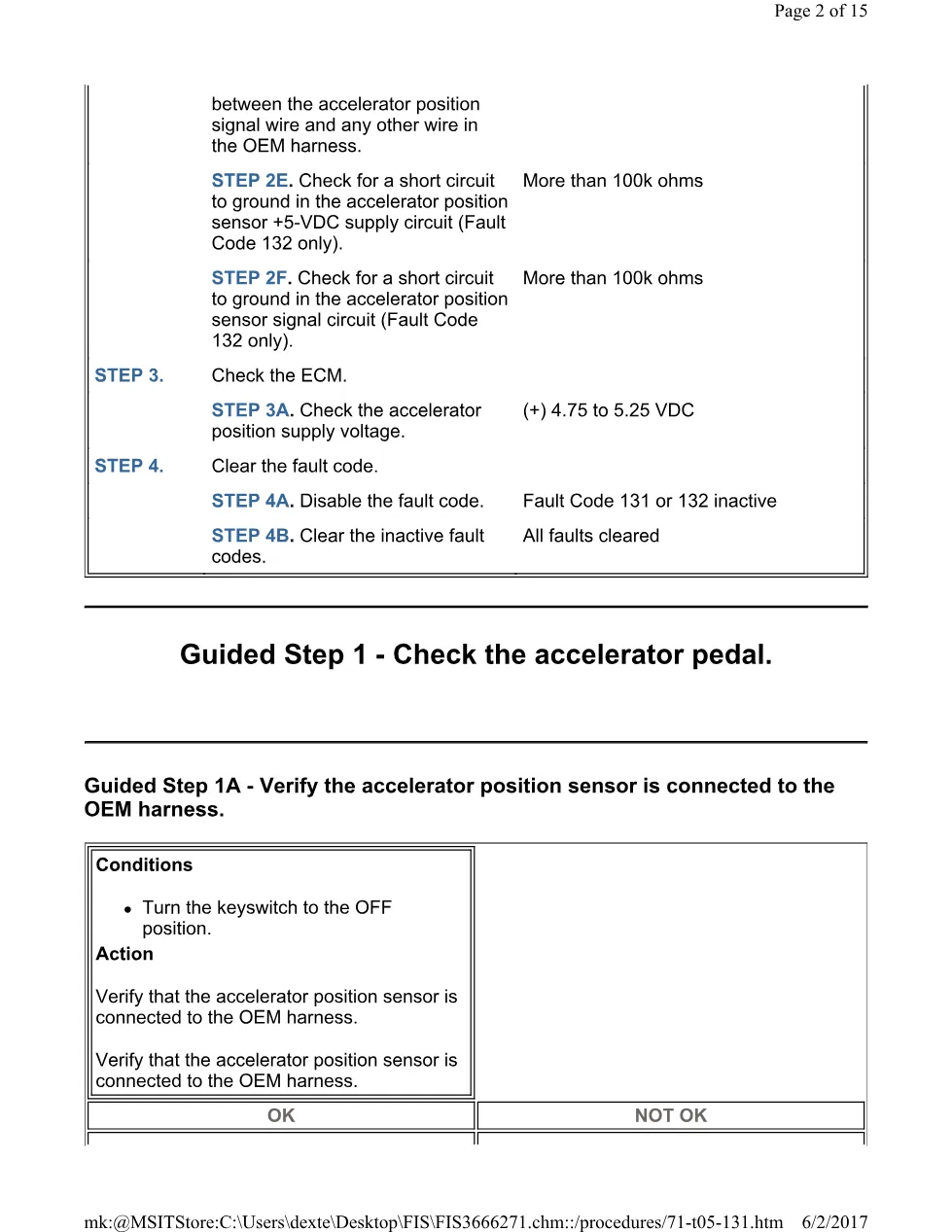 Cummins 131 accelerator test ? fault code 131 or 132 accelerator - preview page 2 of 3