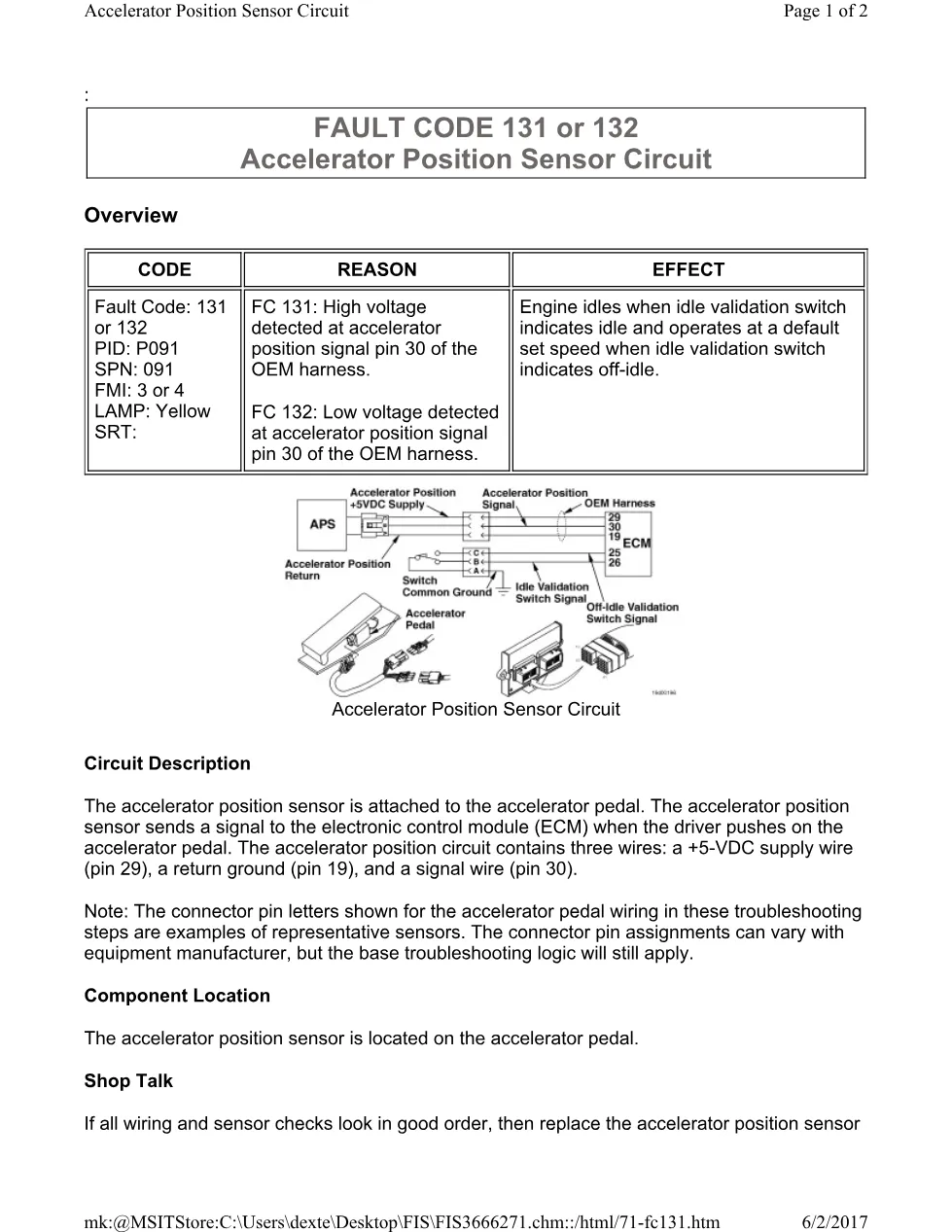 Cummins 131 accelerator ? fault code 131 or 132 accelerator - preview page 1 of 2