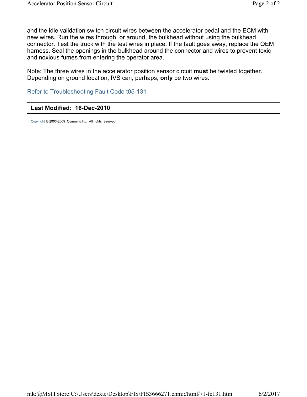 Cummins 131 accelerator ? fault code 131 or 132 accelerator - page 2 is available after signing in