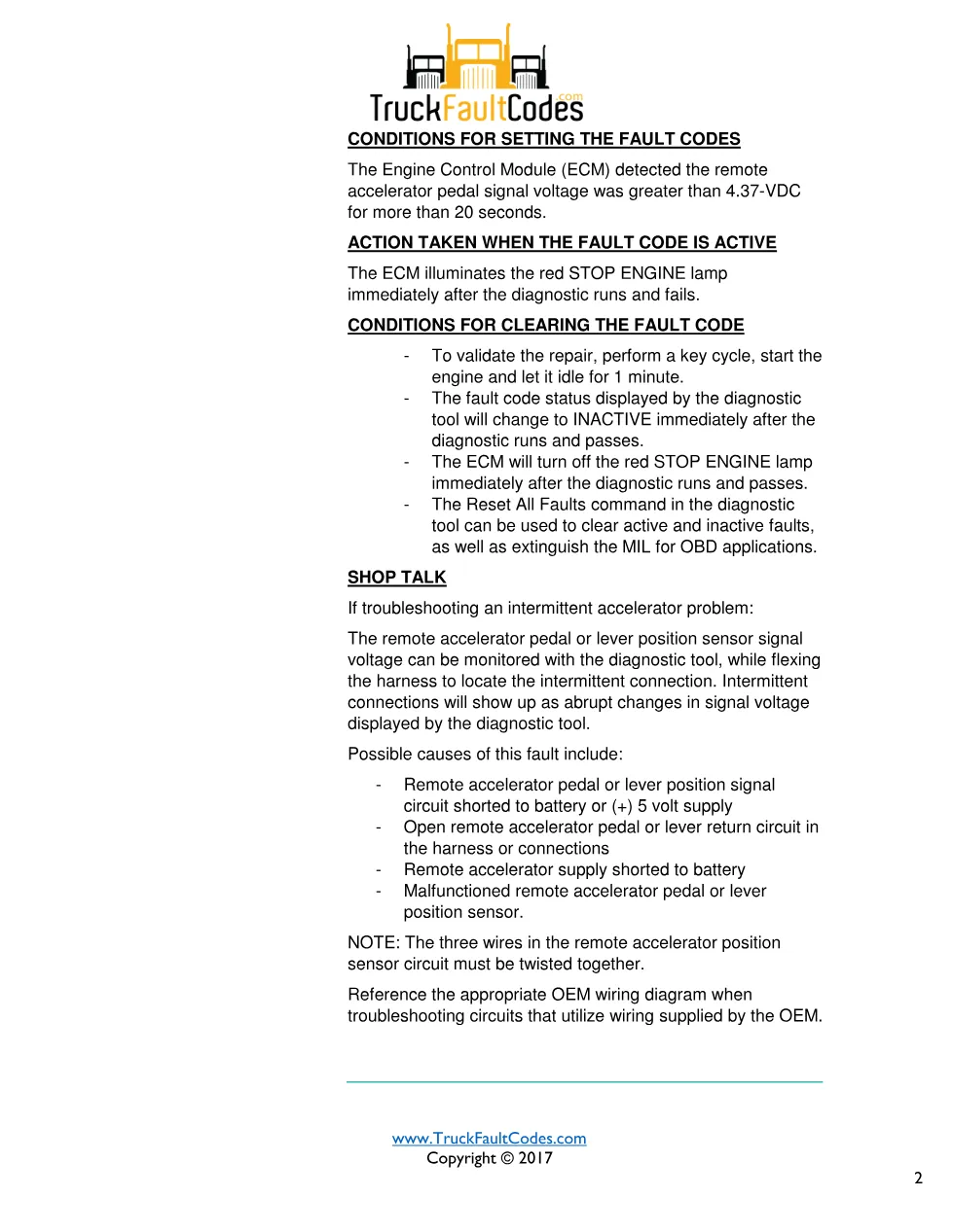 Cummins 133 fault document — Fault Code 133 PDF, 2 pages – Guide - page 2 is available after signing in