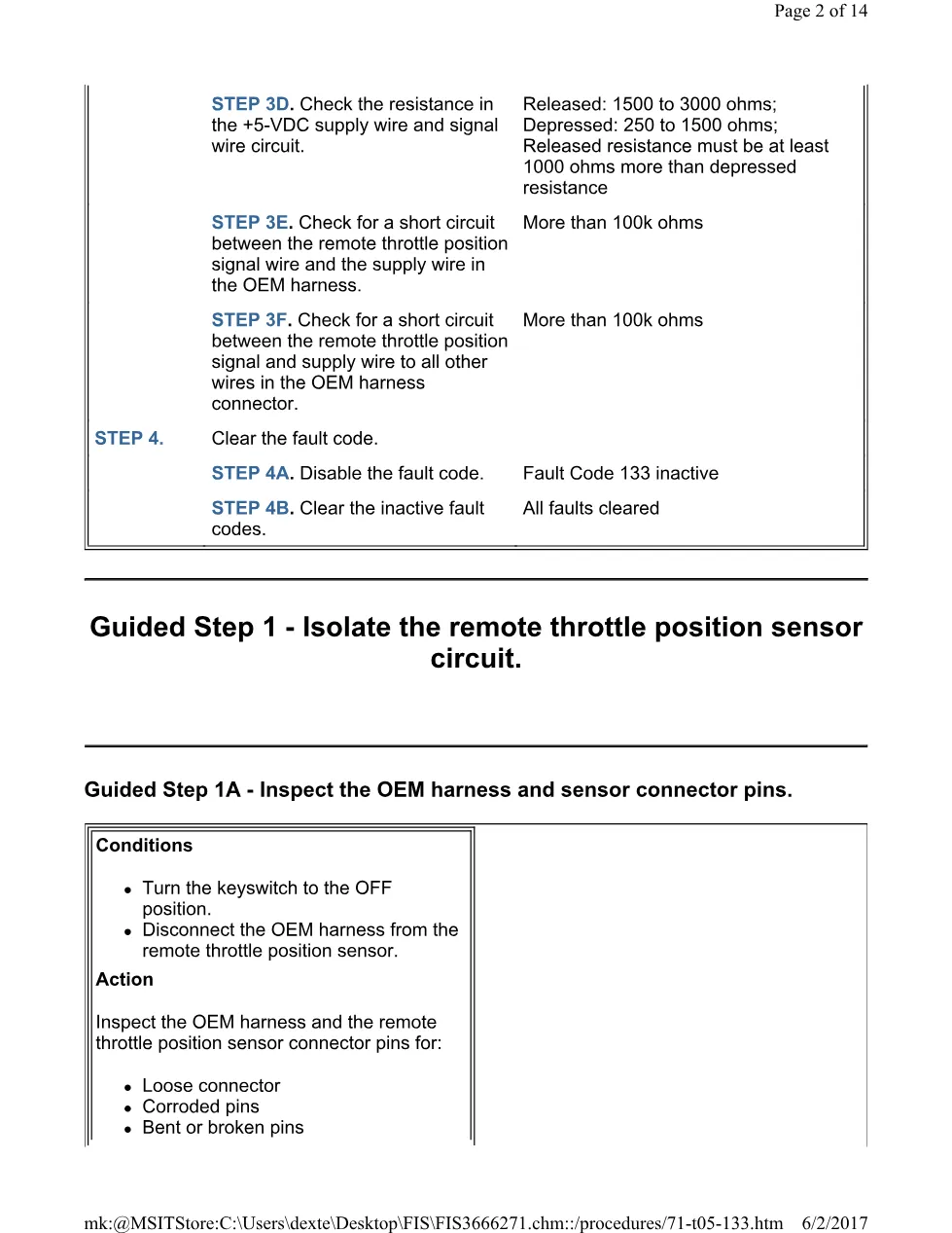 Cummins 133 throttle test ? fault code 133 remote throttle sensor - preview page 2 of 3