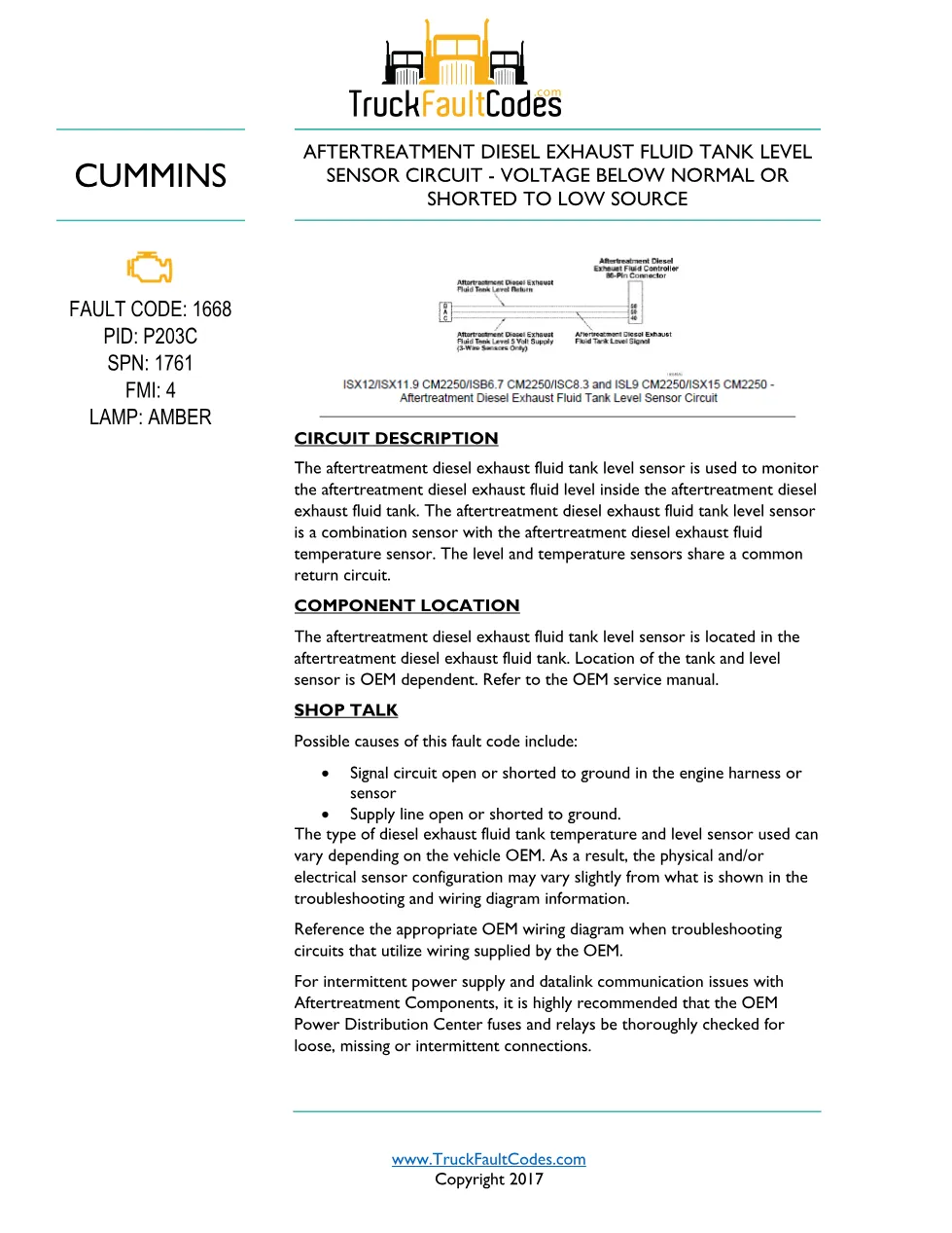 Cummins 1668 2 wire Fault Guide ? PDF, 4 pages – Official - preview page 1 of 3