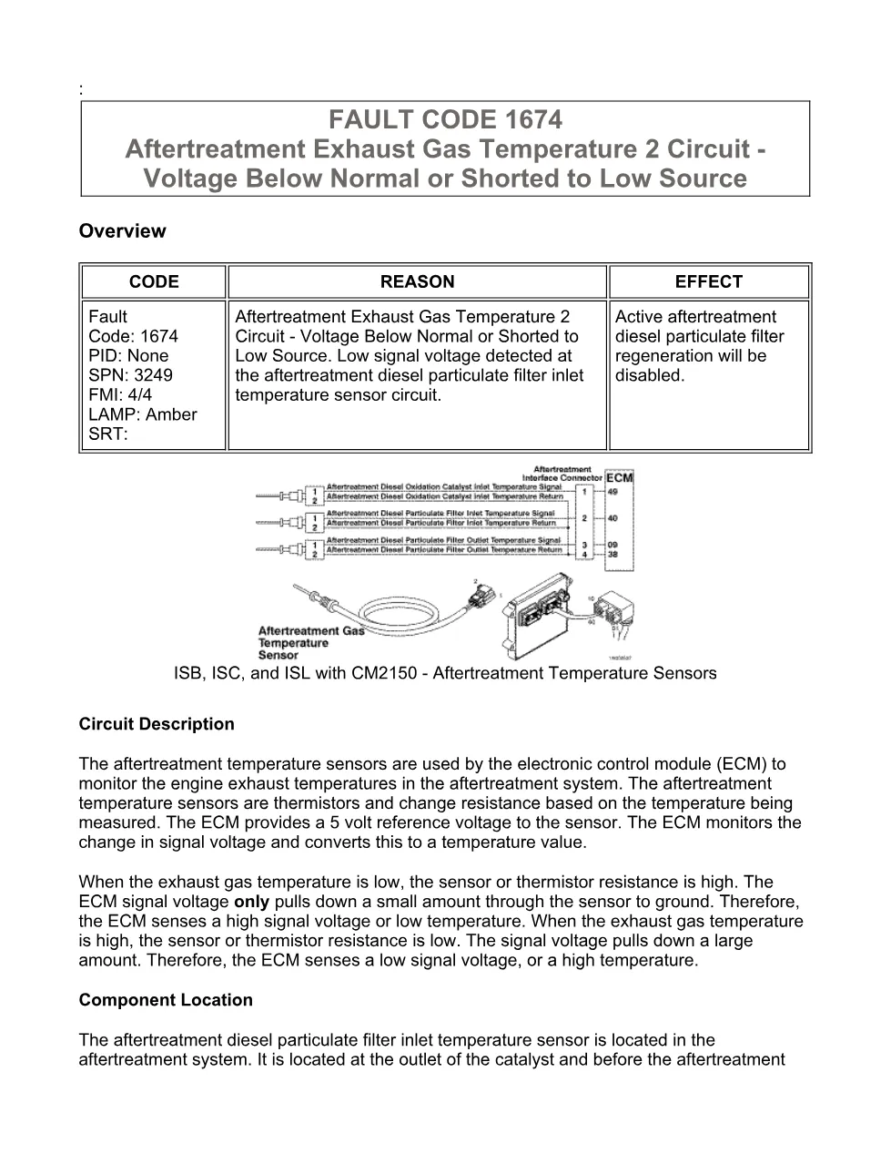 Cummins 1674 troubleshooting manual — Fault Code 1674 — PDF, 12 - preview page 1 of 3