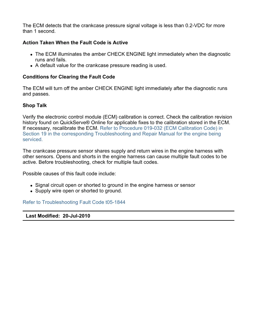 Cummins 1844 troubleshooting — Fault Code 1844 Crankcase Pressure - preview page 2 of 3