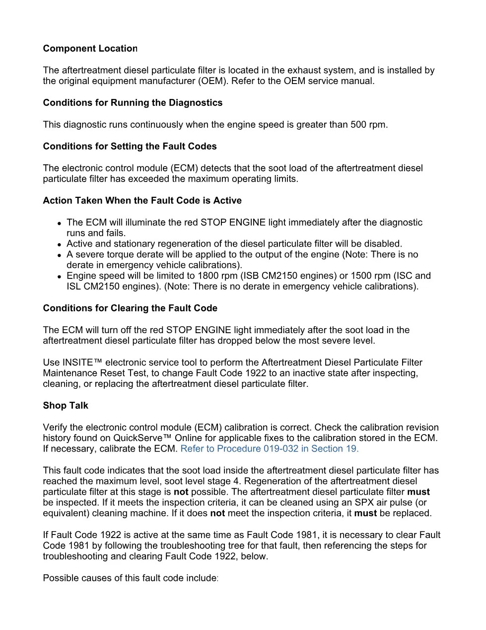 Cummins 1922 troubleshooting — Fault Code 1922 Aftertreatment DPF - preview page 2 of 3