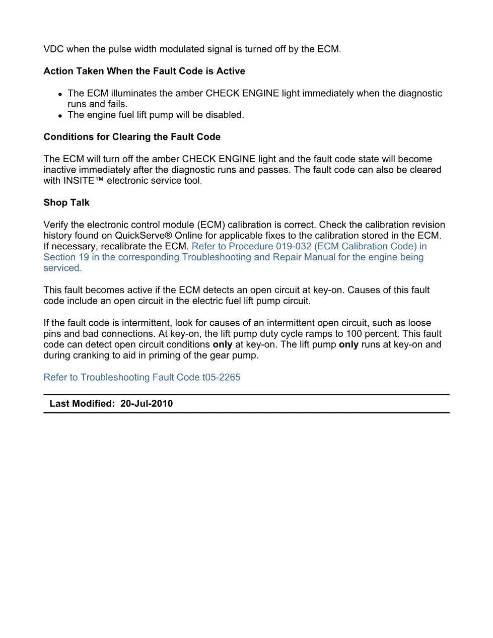Cummins 2265 troubleshooting — Fault Code 2265 Electric Lift Pump - preview page 2 of 3