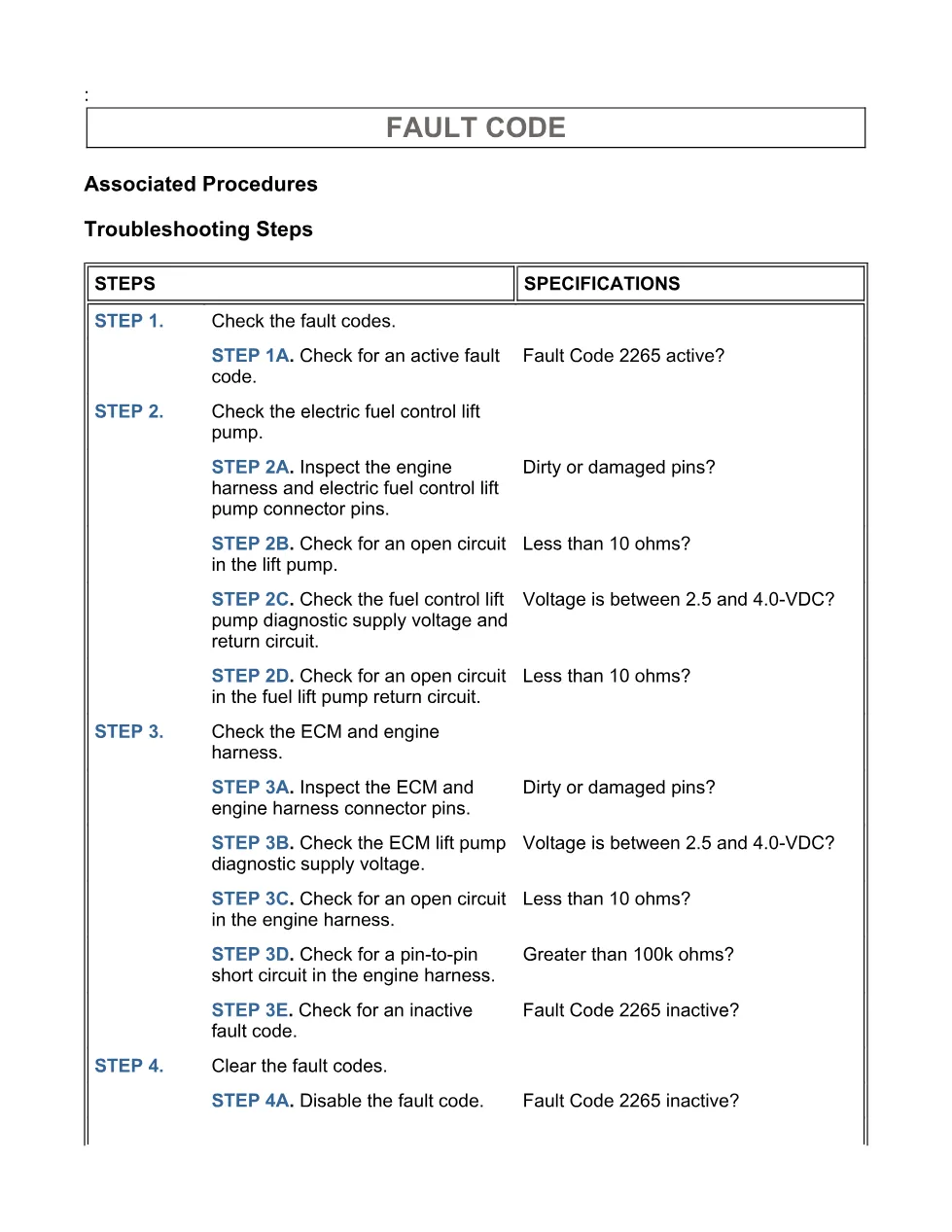 Cummins 2265 troubleshooting — Fault Code 2265 Electric Lift Pump - page 3 is available after signing in