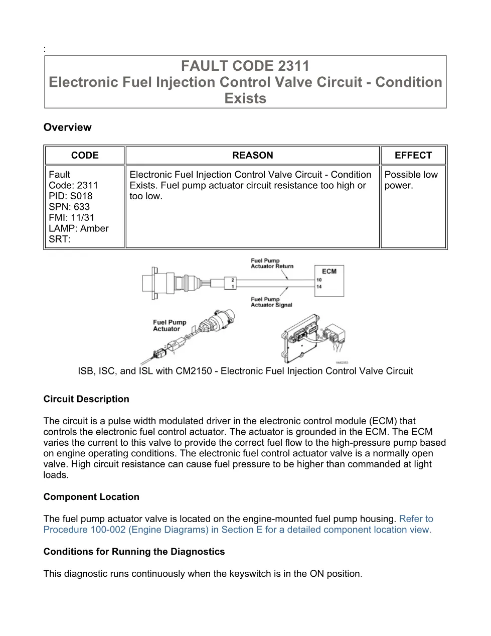 Cummins 2311 fault code troubleshooting manual — Code 2311.pdf - preview page 1 of 3