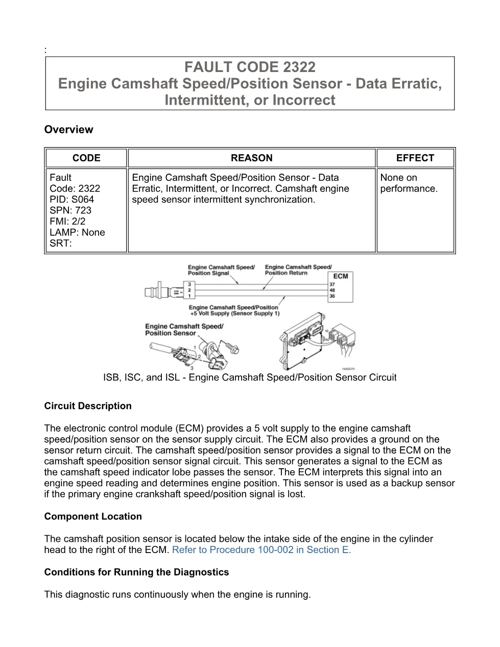 Cummins 2322 fault code troubleshooting manual — Code 2322 — PDF, - preview page 1 of 3