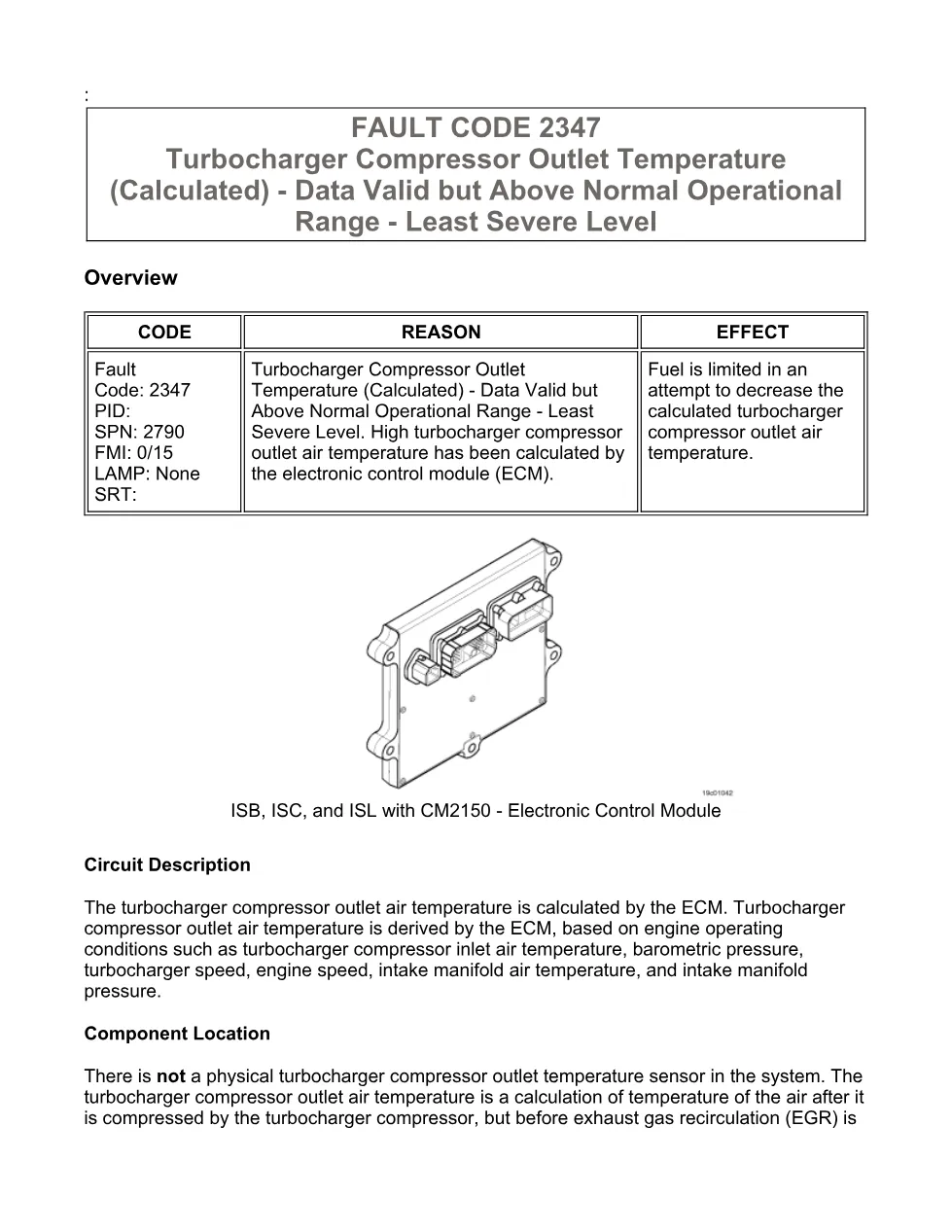 Cummins 2347 fault troubleshooting document — Code 2347.pdf - preview page 1 of 3