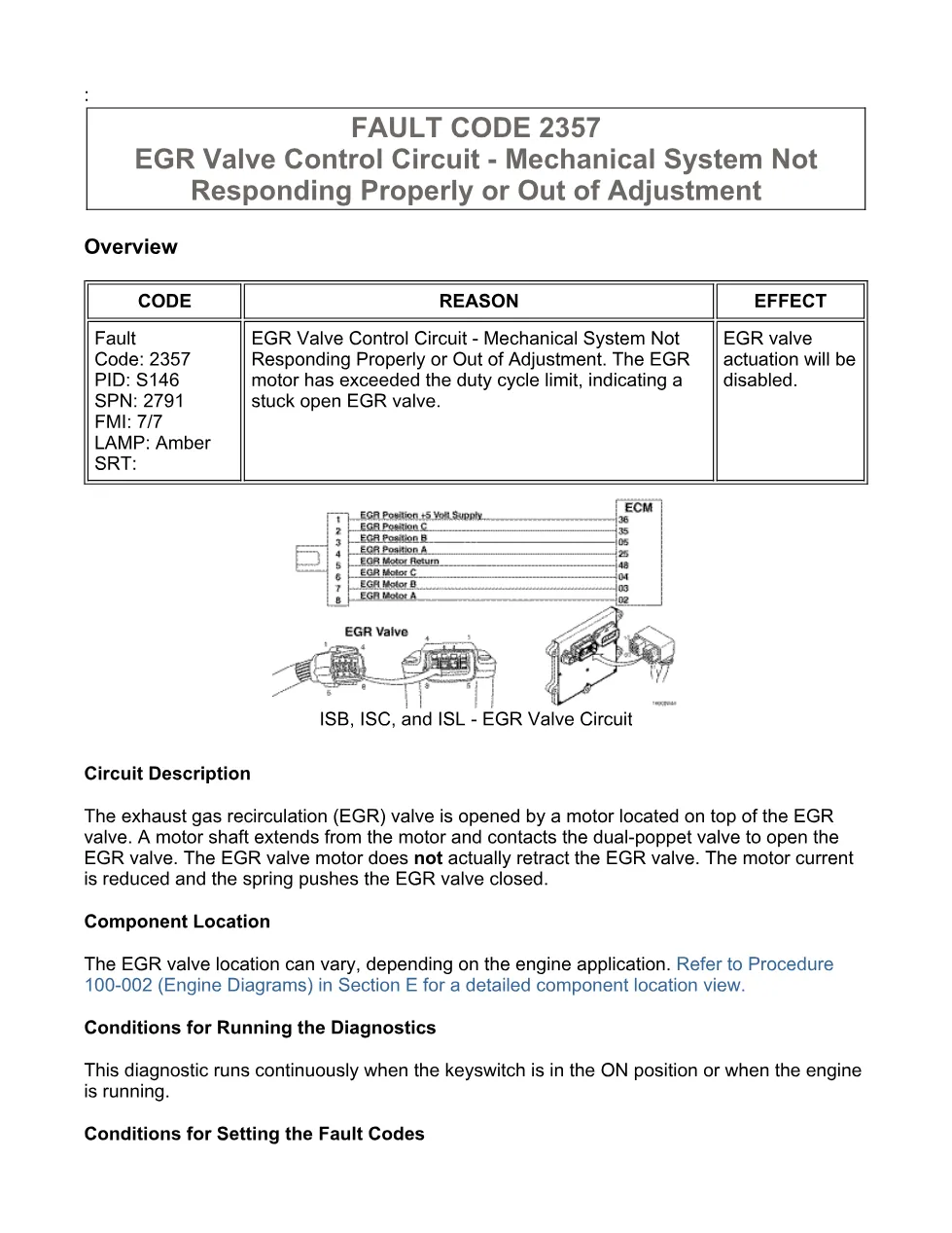 Cummins 2357 troubleshooting manual — EGR Valve Control Circuit - preview page 1 of 3