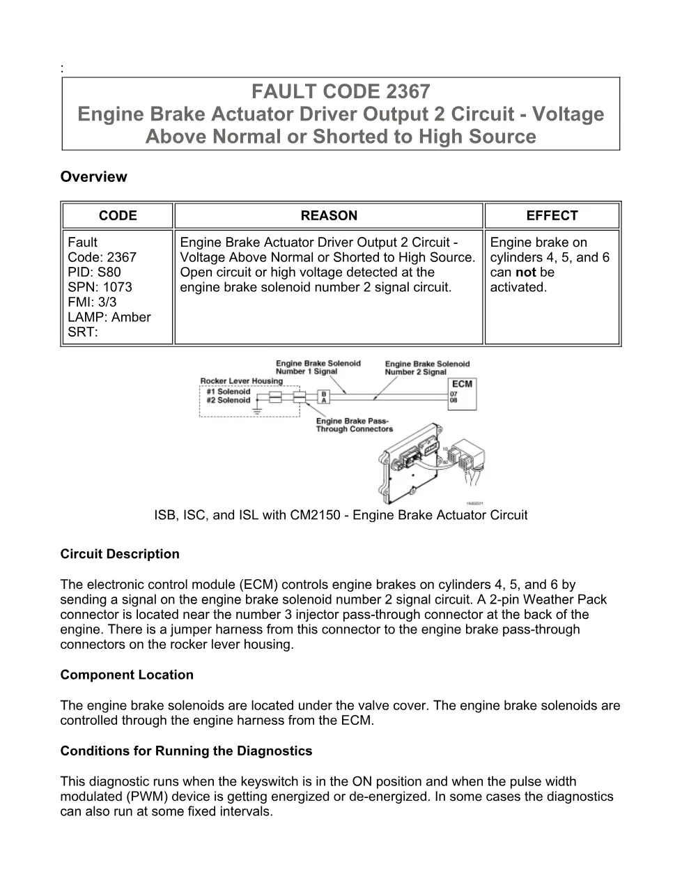 Cummins 2367 fault code troubleshooting manual — Code 2367 — PDF, - preview page 1 of 3
