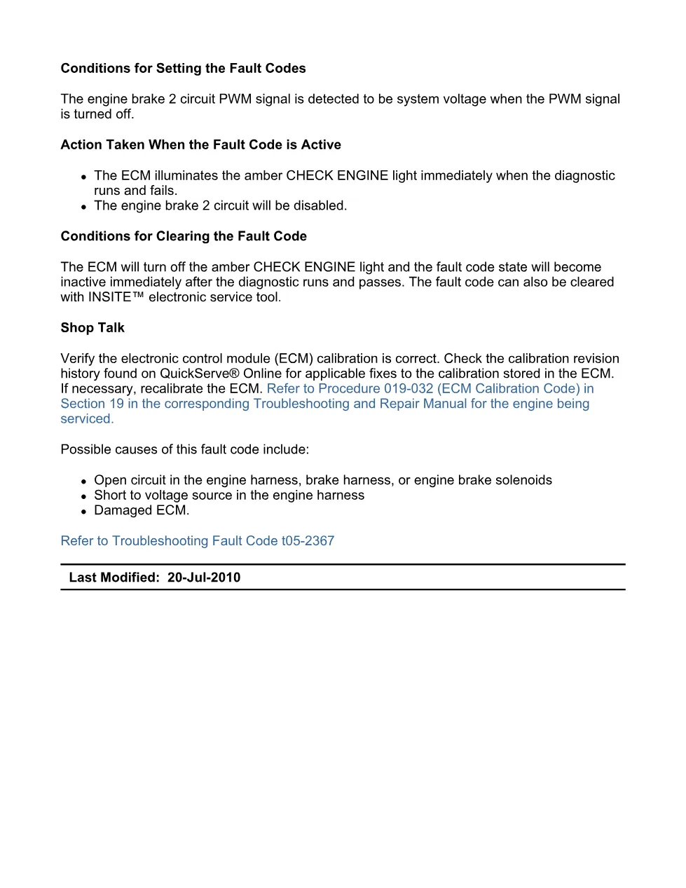Cummins 2367 fault code troubleshooting manual — Code 2367 — PDF, - preview page 2 of 3