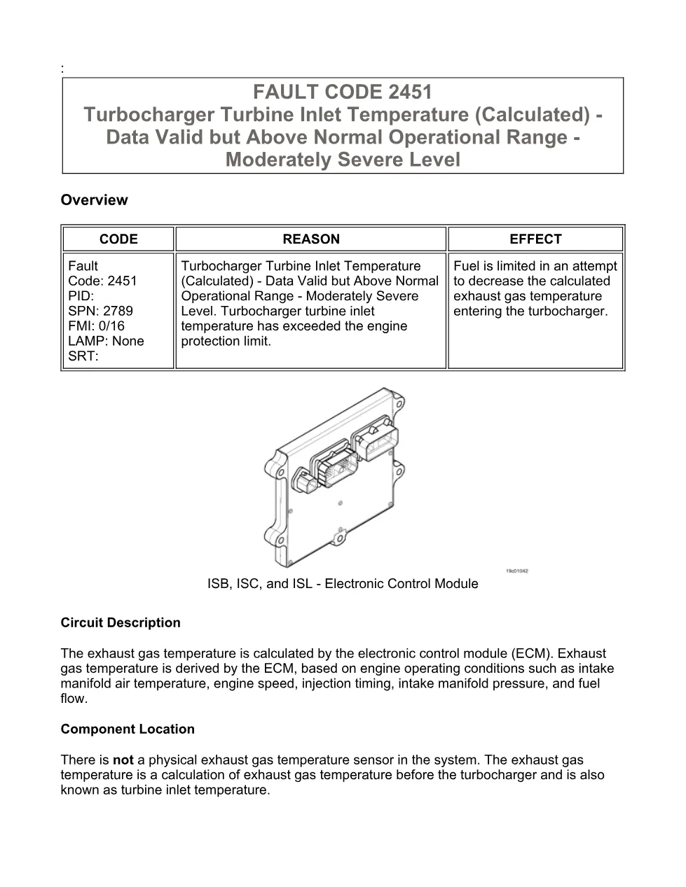 Cummins 2451 troubleshooting manual — Fault Code 2451 — PDF, 11 - preview page 1 of 3