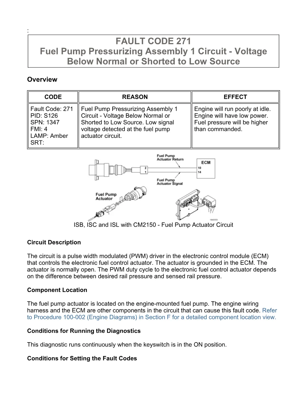 Cummins 271 fault code troubleshooting manual — Code 271 — PDF, - preview page 1 of 3
