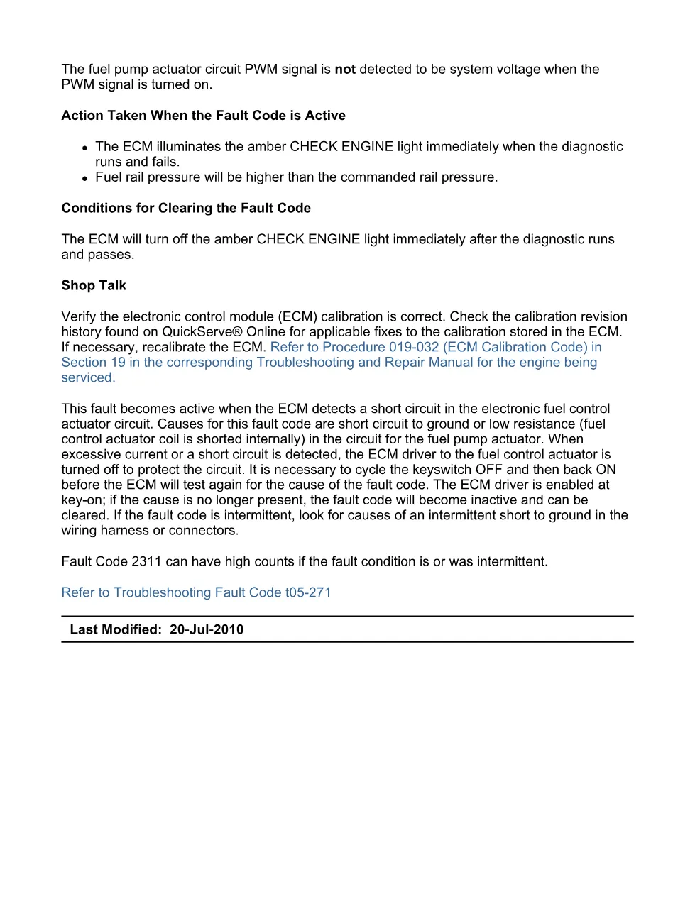 Cummins 271 fault code troubleshooting manual — Code 271 — PDF, - preview page 2 of 3