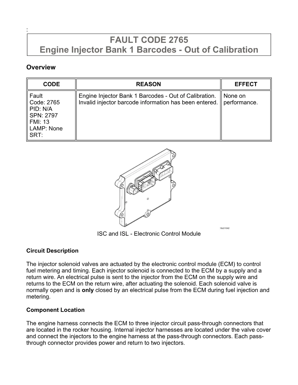 Cummins 2765 Fault Code Troubleshooting Manual — Code 2765 — PDF, - preview page 1 of 3