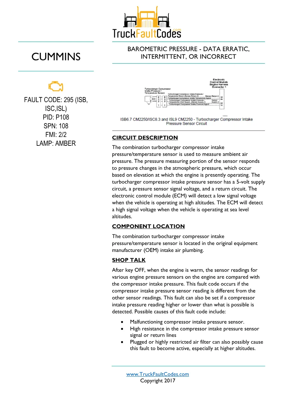 Cummins 295 bcl Fault Guide ? PDF, 4 pages – Official – Workshop - preview page 1 of 3