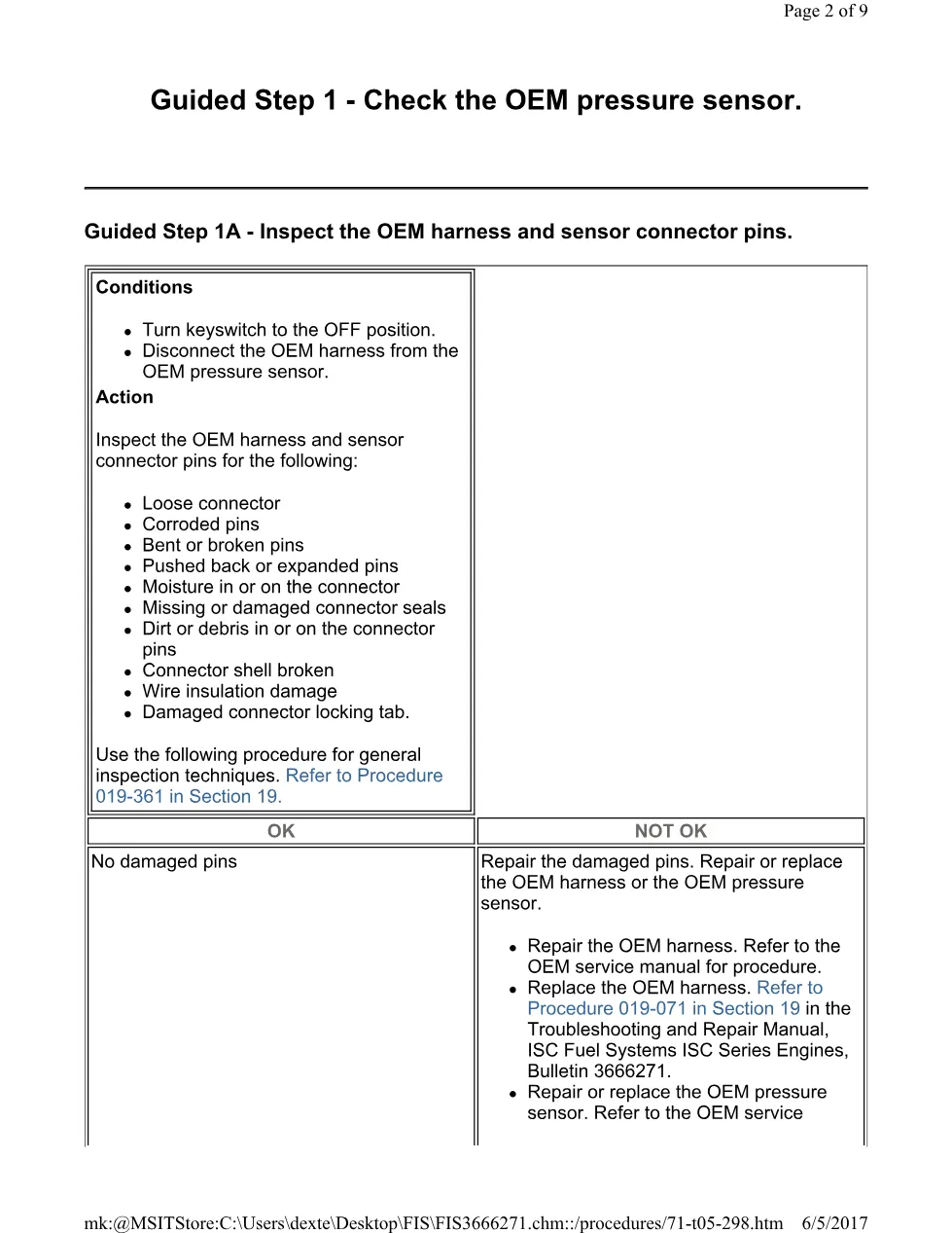 Cummins 298 pressure test ? fault code 298 OEM pressure sensor - preview page 2 of 3