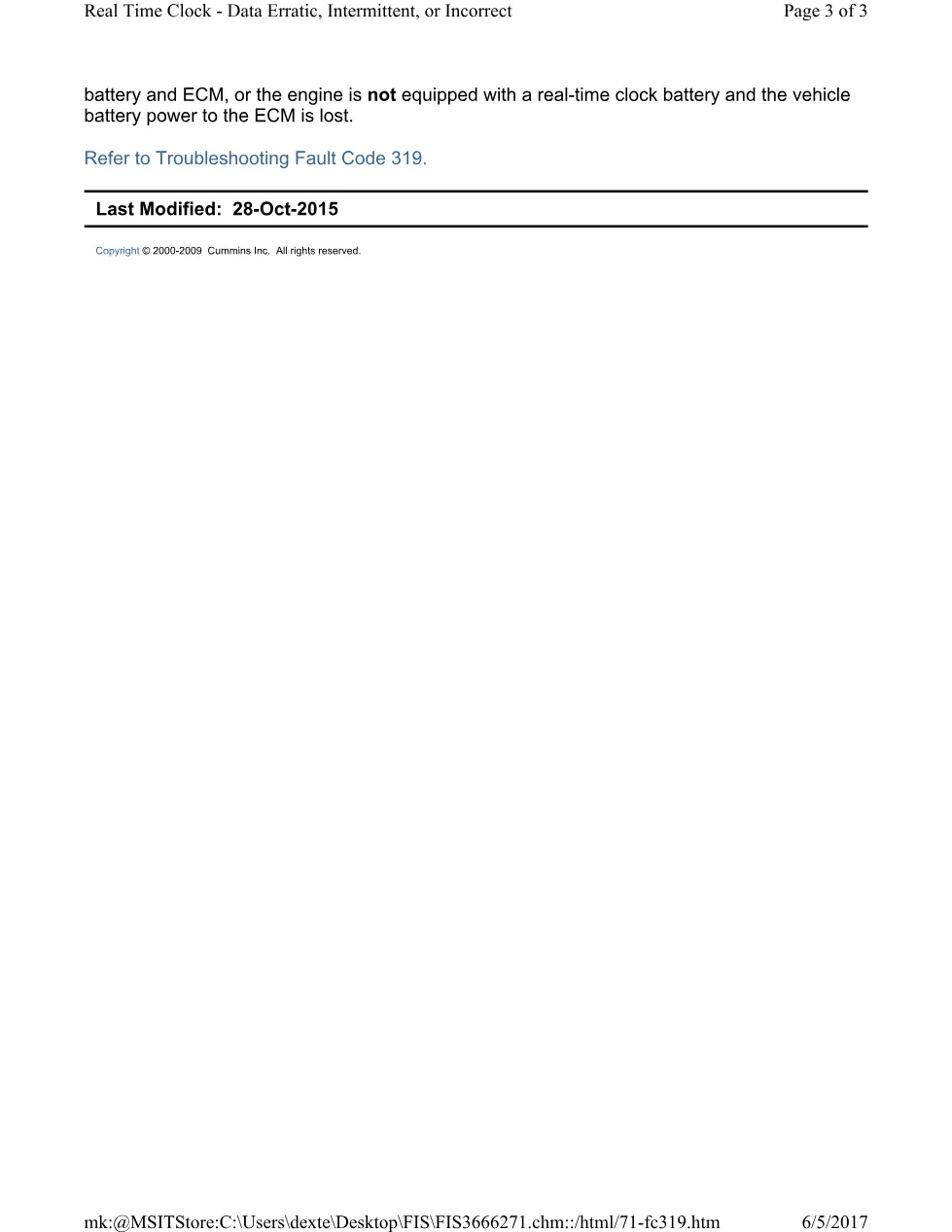Cummins 319 clock power ? fault code 319 real time clock power - page 3 is available after signing in