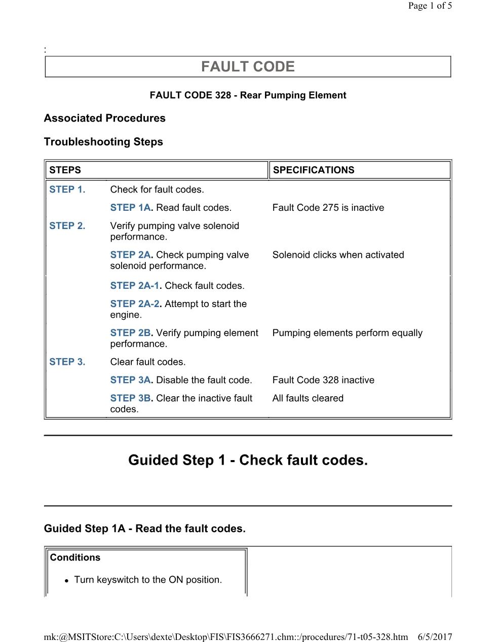 Cummins 328 pump test ? fault code 328 rear pumping element - preview page 1 of 3