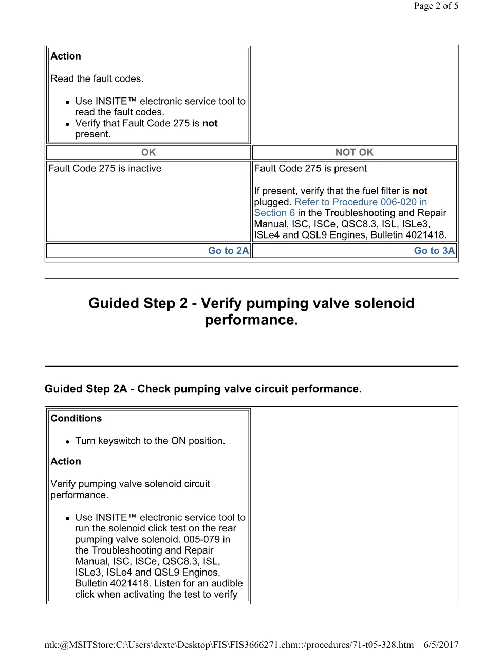 Cummins 328 pump test ? fault code 328 rear pumping element - preview page 2 of 3