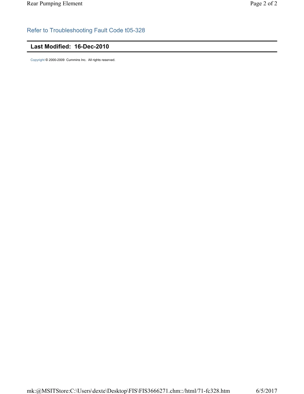 Cummins 328 pumping element ? fault code 328 rear pumping element - page 2 is available after signing in