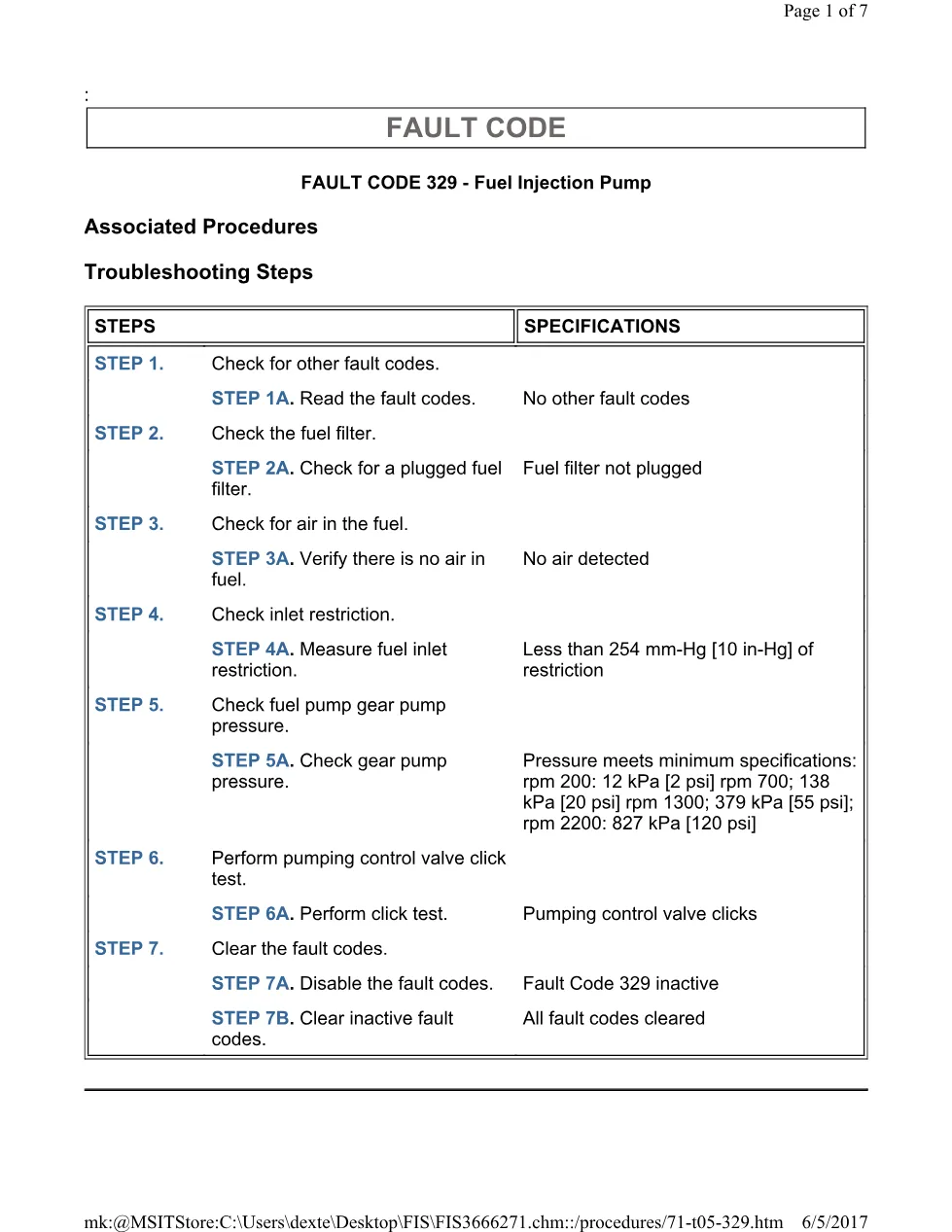 Cummins 329 pump test ? fault code 329 fuel injection pump - preview page 1 of 3