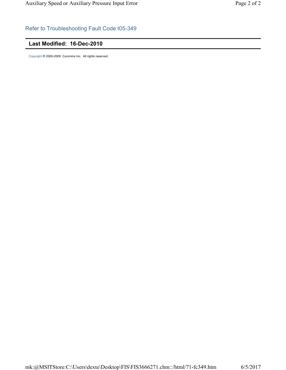 Cummins 349 auxiliary speed ? fault code 349 auxiliary speed or - page 2 is available after signing in