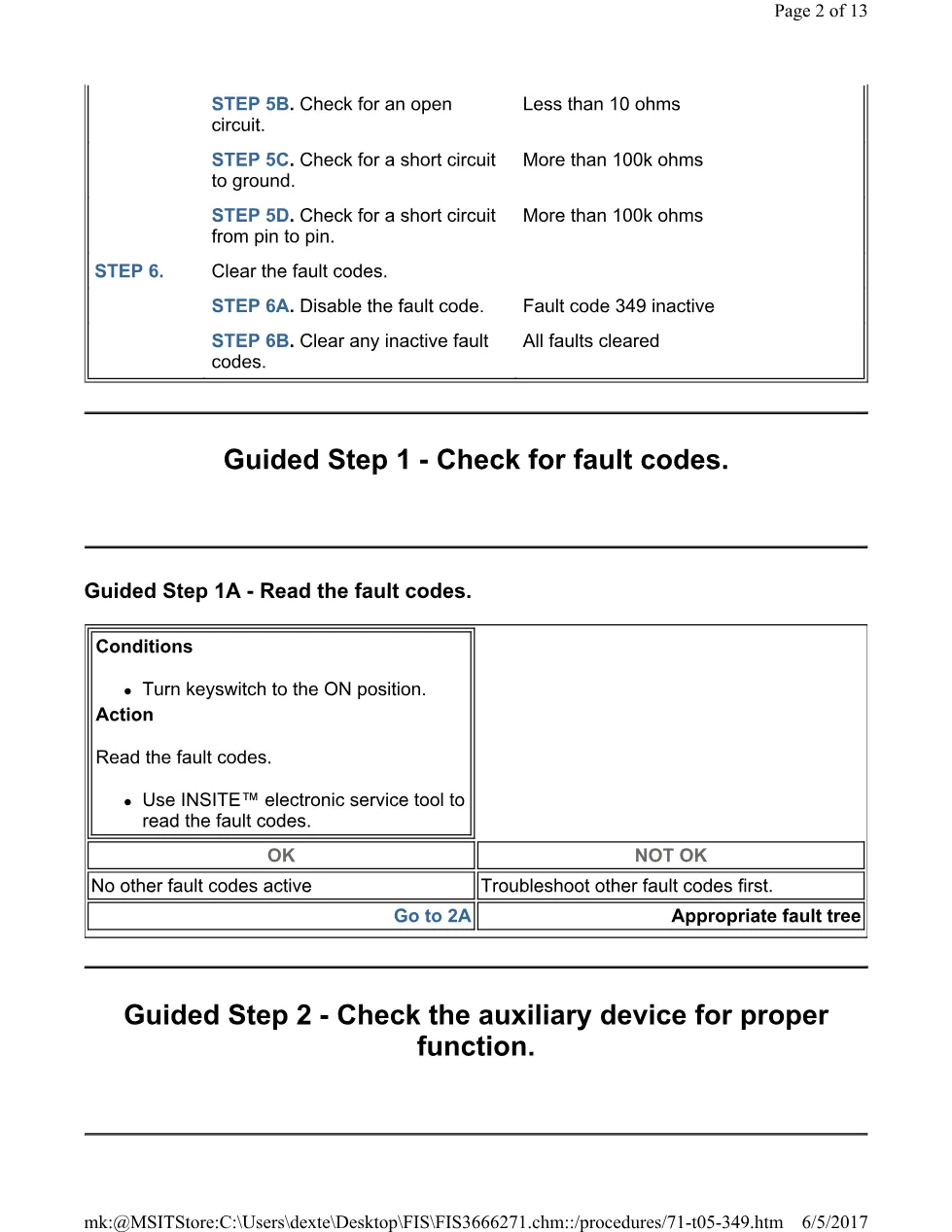 Cummins 349 auxiliary test ? fault code 349 auxiliary speed or - preview page 2 of 3