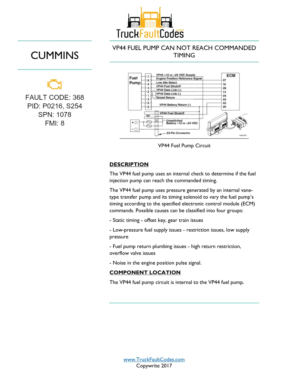 Cummins 368 troubleshooting — Fault Code 368 PDF, 4 pages – Guide - preview page 1 of 3