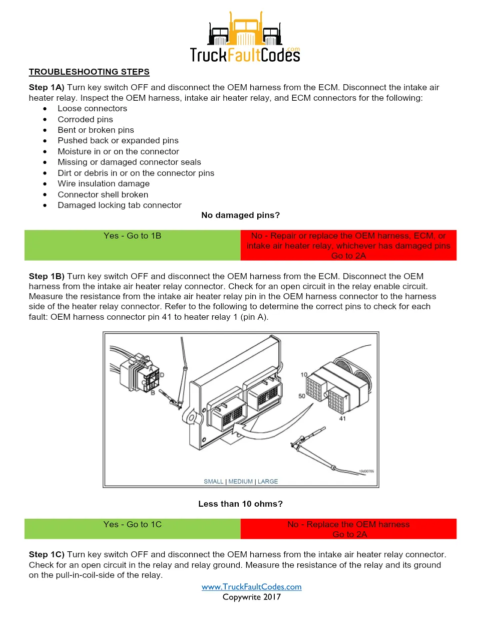 Cummins 381 fault code troubleshooting manual — Intake Air Heater - preview page 2 of 3