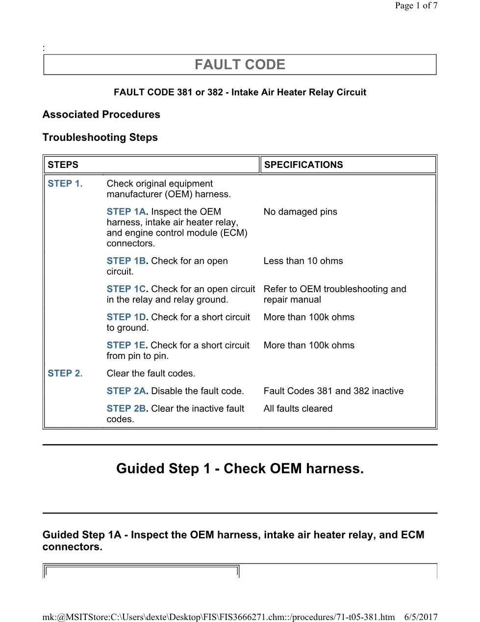 Cummins 381 relay test ? fault code 381 or 382 heater relay - preview page 1 of 3