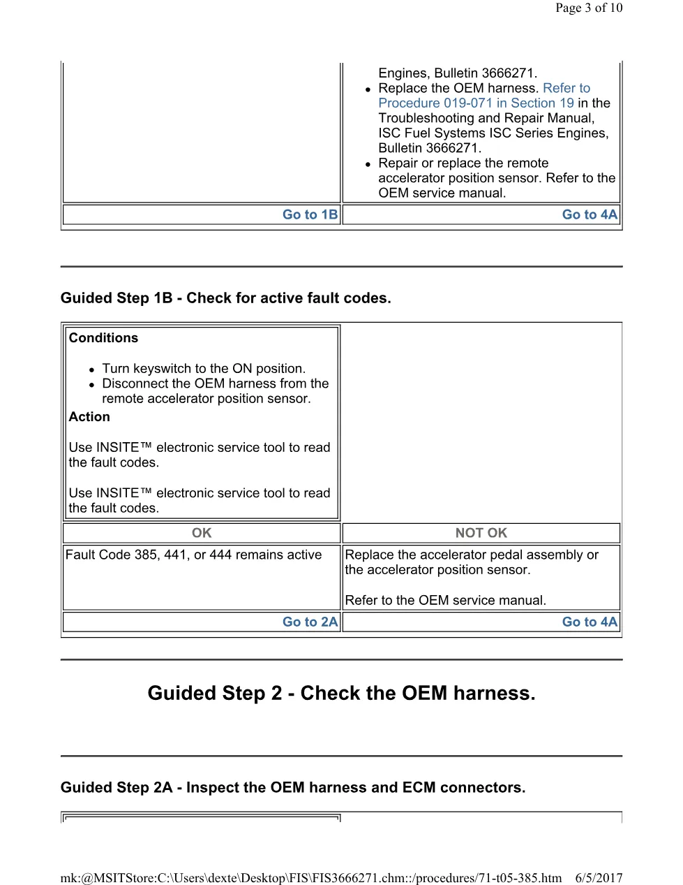 Cummins 385 accelerator test ? fault code 385 or 444 remote - page 3 is available after signing in