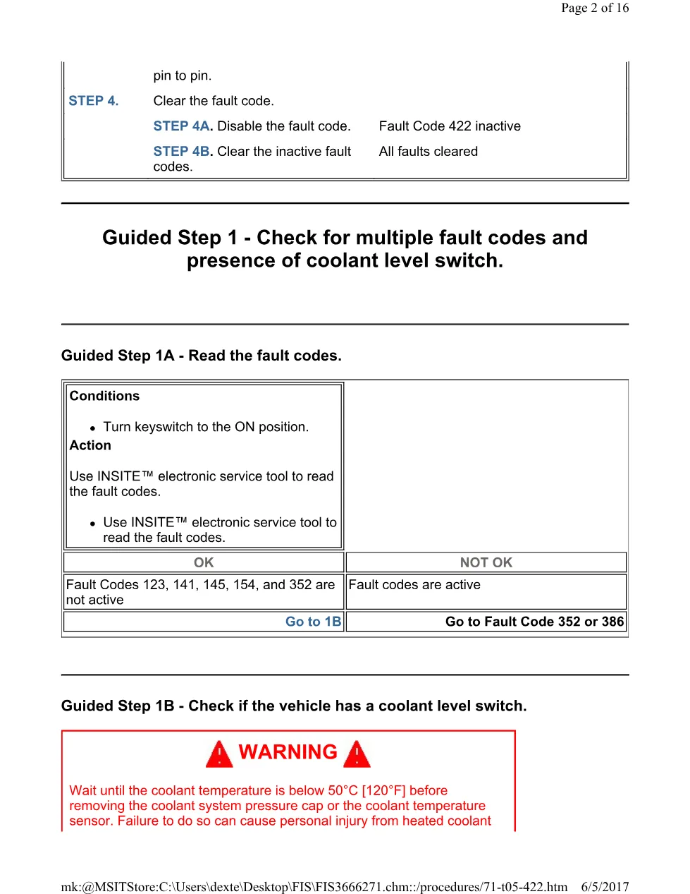 Cummins 422 coolant test ? fault code 422 coolant level sensor - preview page 2 of 3