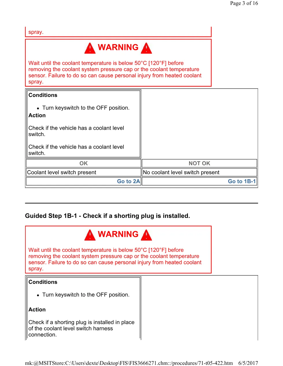 Cummins 422 coolant test ? fault code 422 coolant level sensor - page 3 is available after signing in