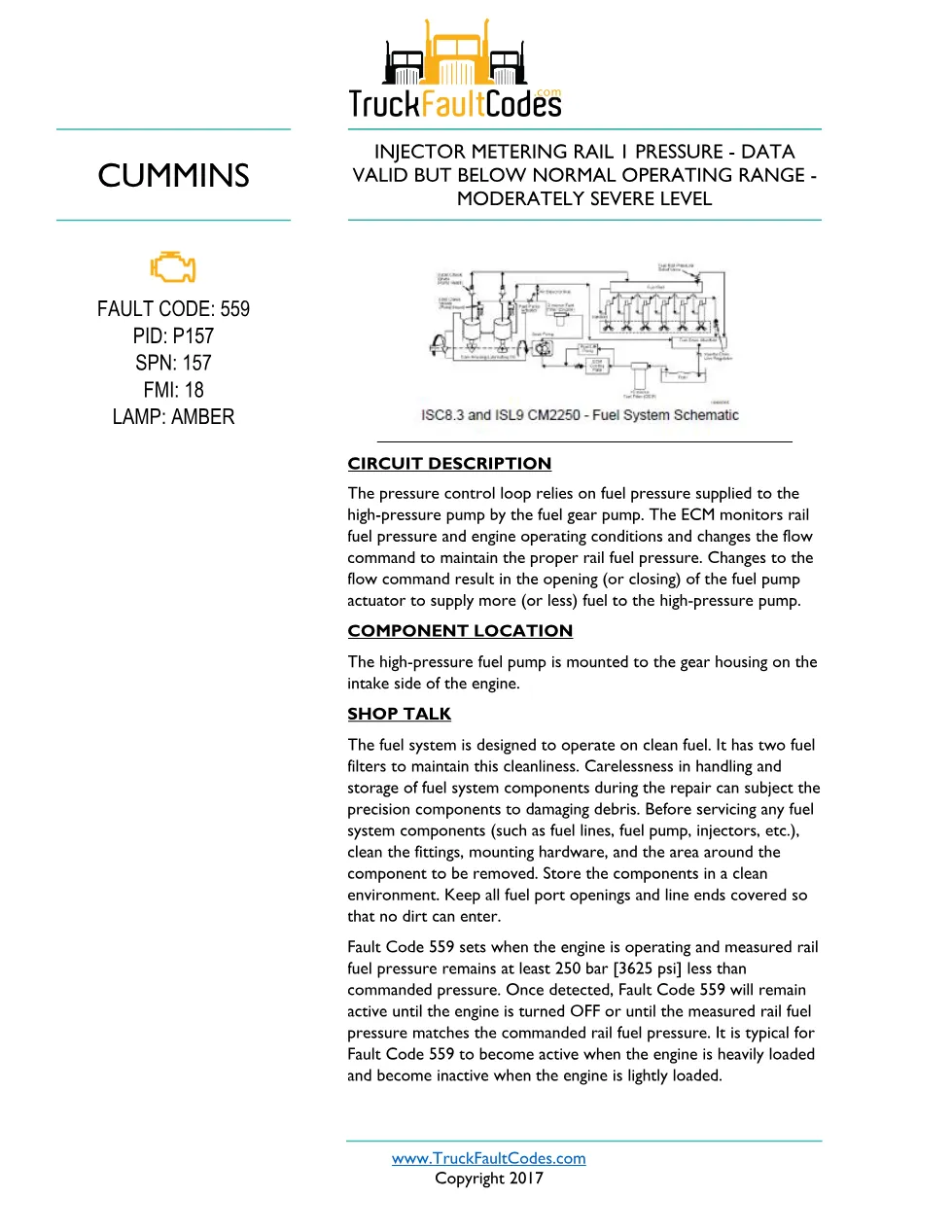 Cummins 559 clx Fault Guide ? PDF, 10 pages – Official – Workshop - preview page 1 of 3
