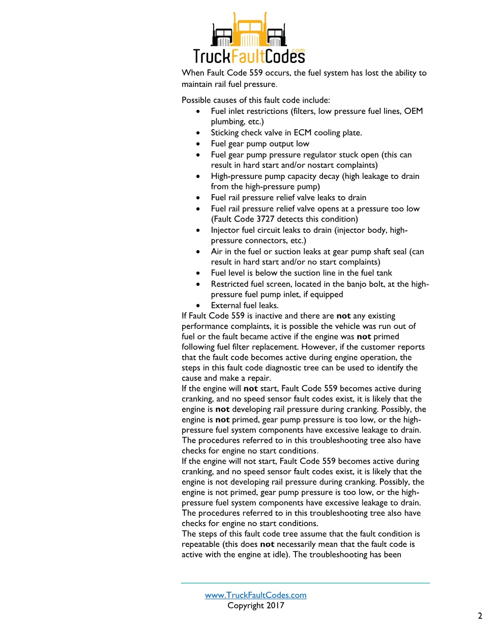 Cummins 559 clx Fault Guide ? PDF, 10 pages – Official – Workshop - preview page 2 of 3