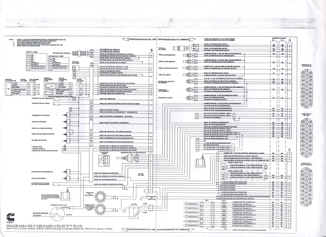 Cummins Celect Plus Chung Wiring Diagram — Bulletin No. 3666146-03 - preview page 1 of 3