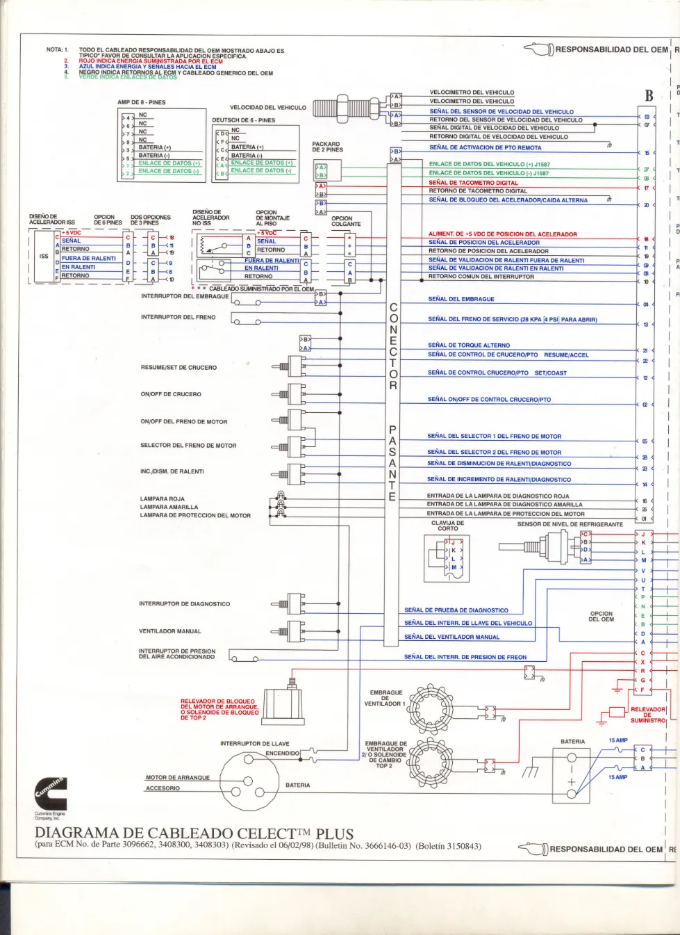 Cummins Celect Plus Chung Wiring Diagram — Bulletin No. 3666146-03 - preview page 2 of 3