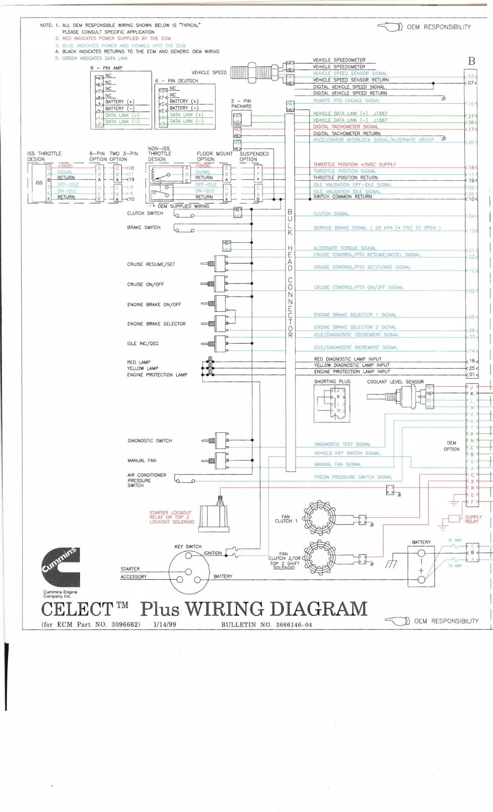 Cummins Celect Plus wiring diagram — Bulletin 3666146-04 — PDF, - preview page 1 of 3
