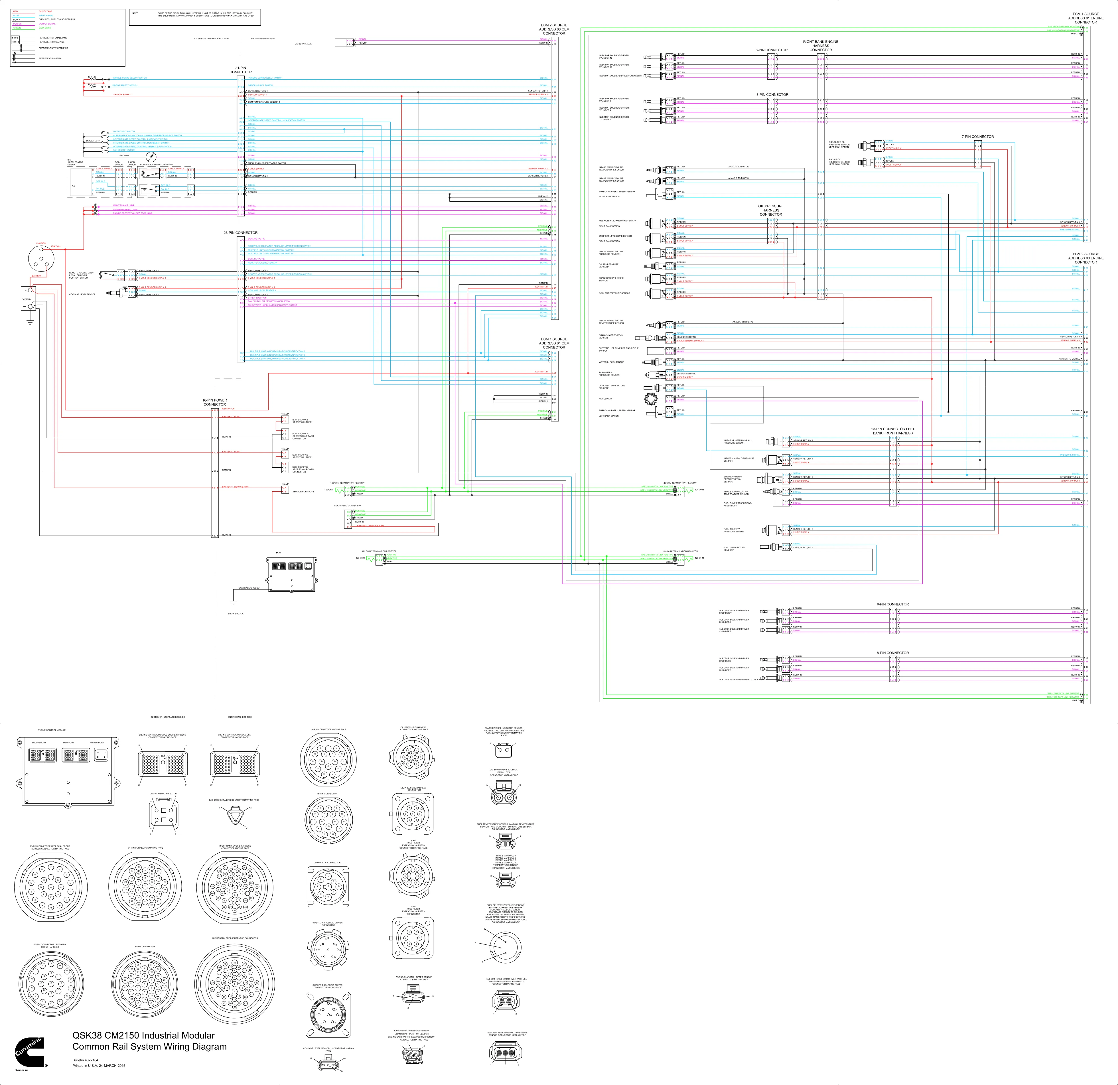 Cummins CM2150 QSK38 MCRS wiring document – 4022104 – PDF, 1 page - page 1 is available after signing in