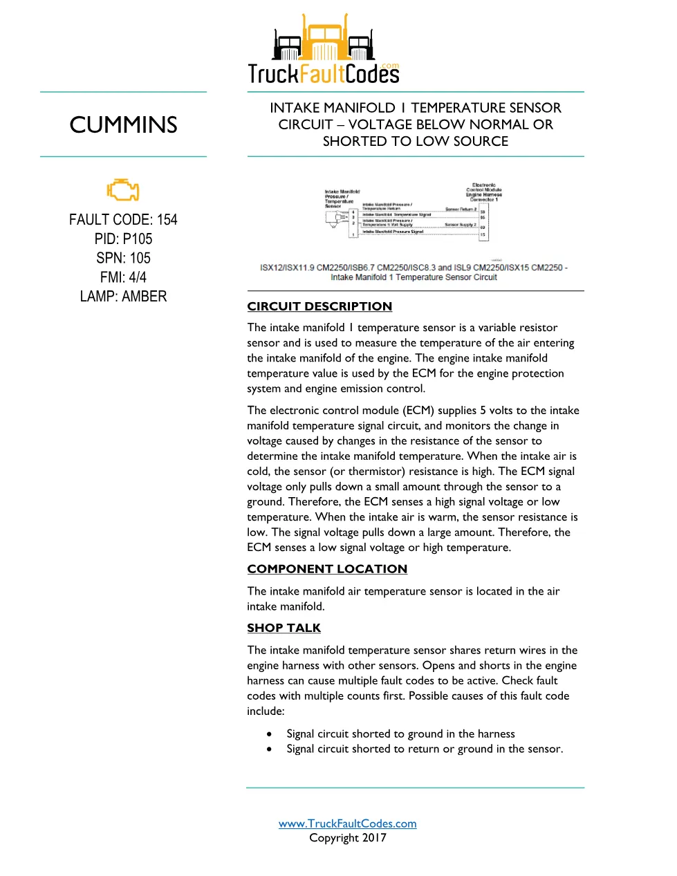 Cummins CM2250 fault 154 Fault Guide ? PDF, 5 pages – Official - preview page 1 of 3
