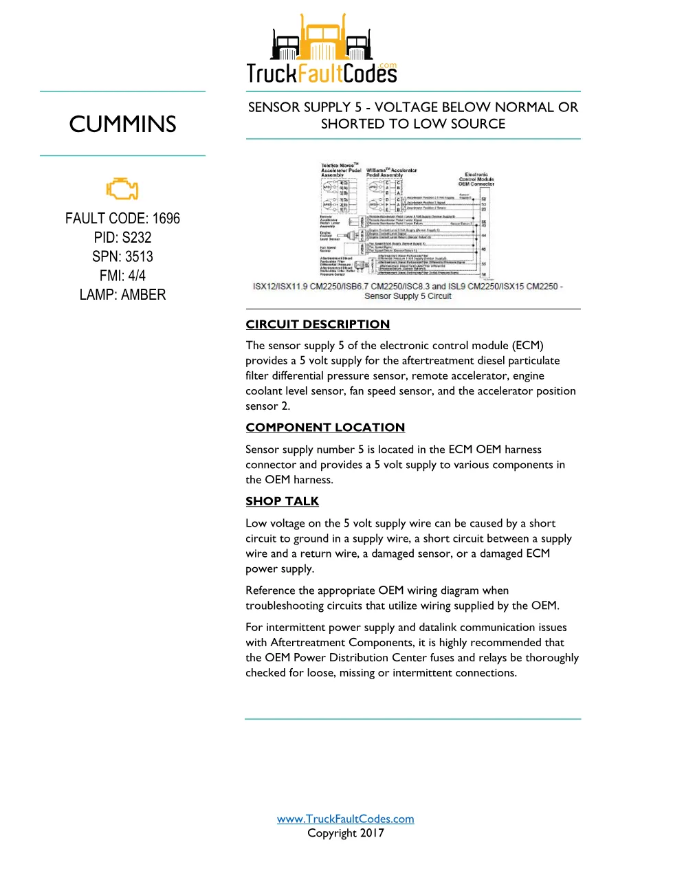 Cummins CM2250 fault 1696 Fault Guide ? PDF, 7 pages – Official - preview page 1 of 3