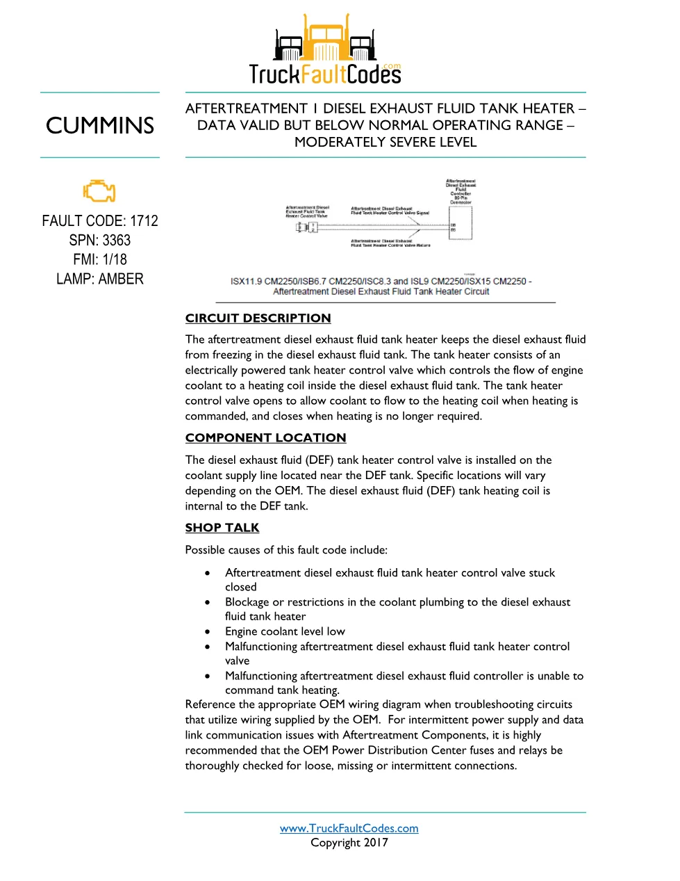 Cummins CM2250 fault 1712 Fault Guide ? PDF, 3 pages – Official - preview page 1 of 3